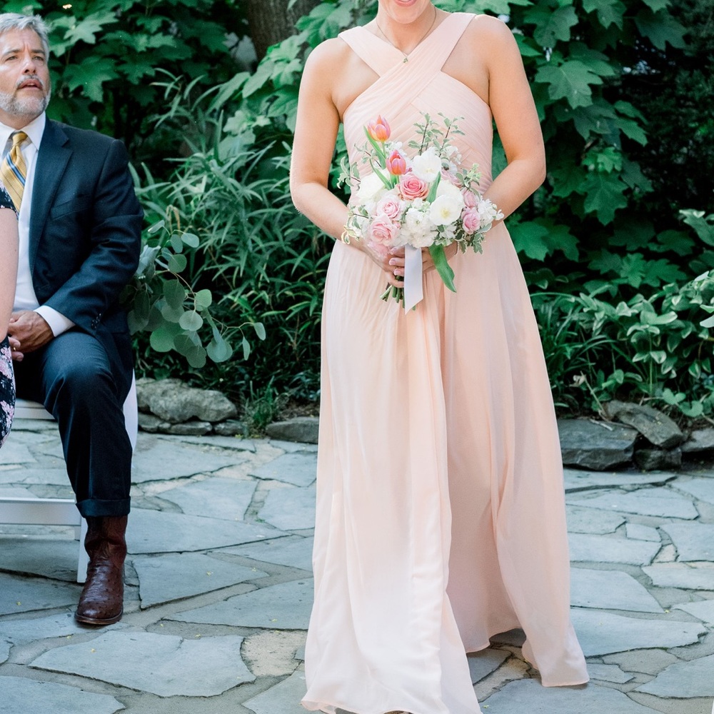 AZAZIE Kaleigh bridesmaids dress in pearl pink!